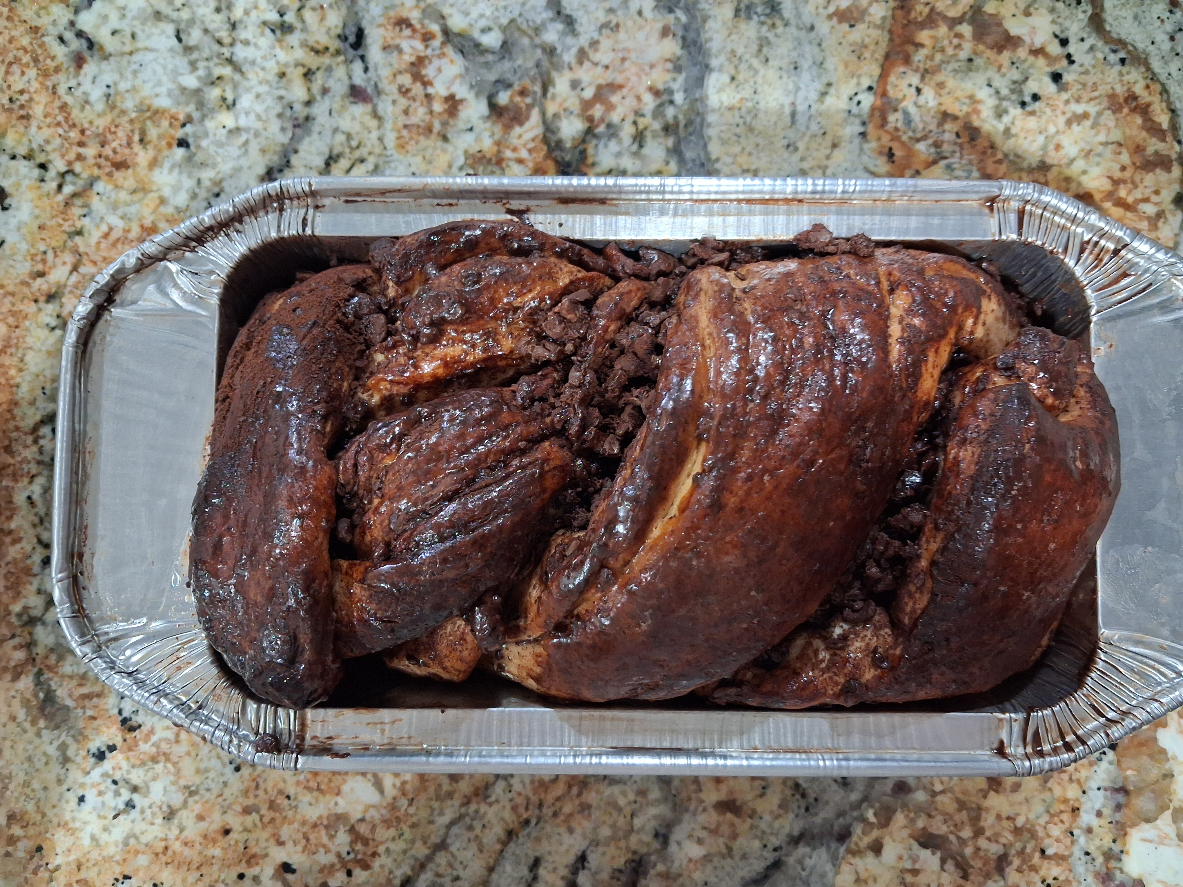 Babka loaf before slicing